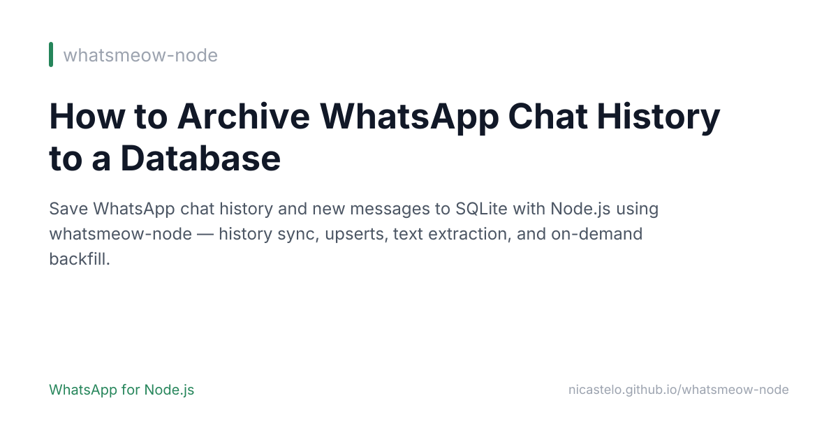 How to Archive WhatsApp Chat History to a Database
