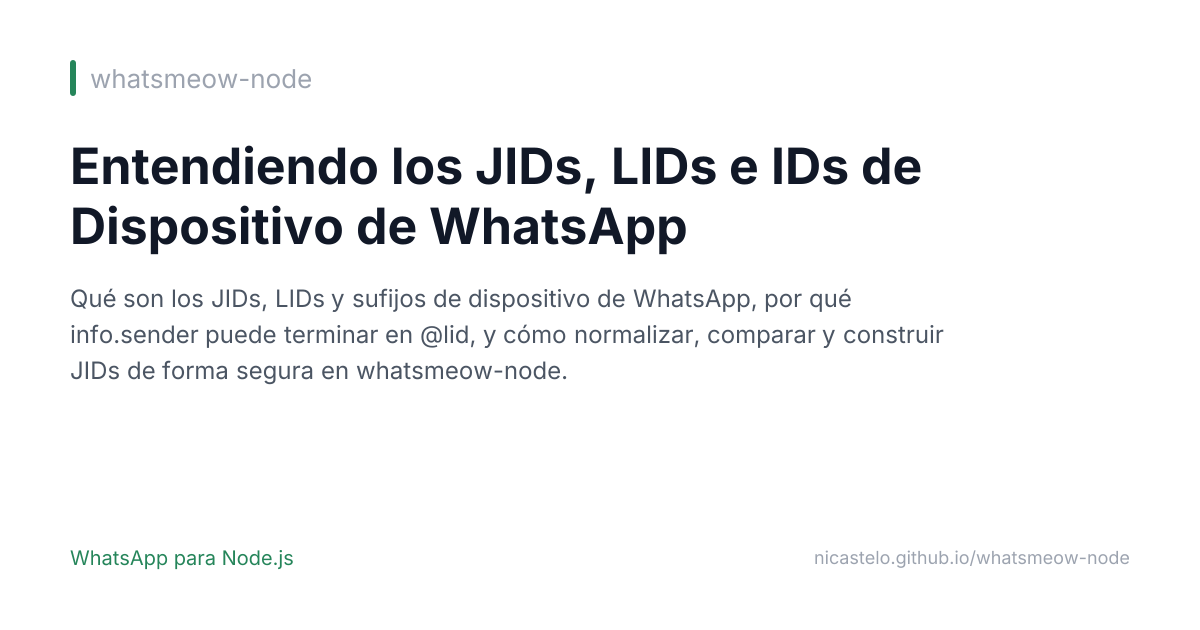 JIDs, LIDs e IDs de Dispositivo