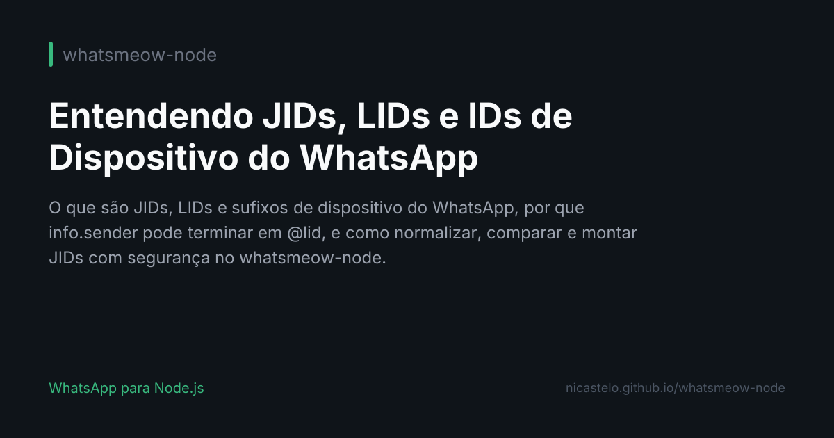 JIDs, LIDs e IDs de Dispositivo